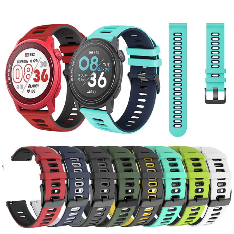 สําหรับ COROS APEX 2 Pro 42 มม.46 มม.PACE 2 3 สายซิลิโคนสายรัดข้อมือกีฬาสายสีคู่