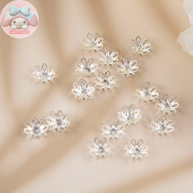 Sweetcake1 11 มม.100 ชิ้น/ถุง 8 กลีบ Lotus ลูกปัดหมวก Hollow ดอกไม้ Spacer Loos Charm ลูกปัดสําหรับ DIY เครื่องประดับทําสร้อยข้อมือ EN