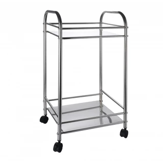 shophome468 SANE ชั้นวางของสเตนเลสอเนกประสงค์พร้อมล้อ 2ชั้น 40x33.5x76ซม. FIBBA รับประกันของเเท้
