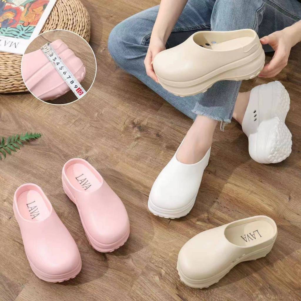 nice 2 feet u พร้อมส่งจากไทย NEW233 รองเท้าแตะหัวโตเปิดส้น พื้นสูง6cmพื้นนุ่มใส่สบาย รองเท้าแฟชั่นสำหรับผู้หญิง