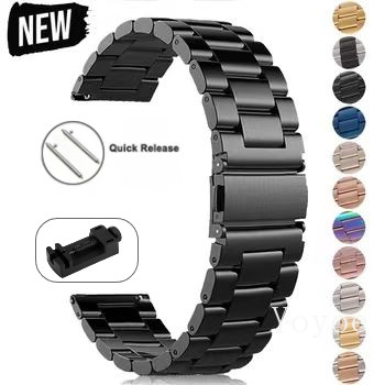 20 มม.22 มม.สแตนเลสสตีลสําหรับ Samsung Galaxy 7 6 5 4 สร้อยข้อมือโลหะสําหรับ Samsung Galaxy 6Classic Gear S3 Active2 Band พร้อมเครื่องมือปรับ