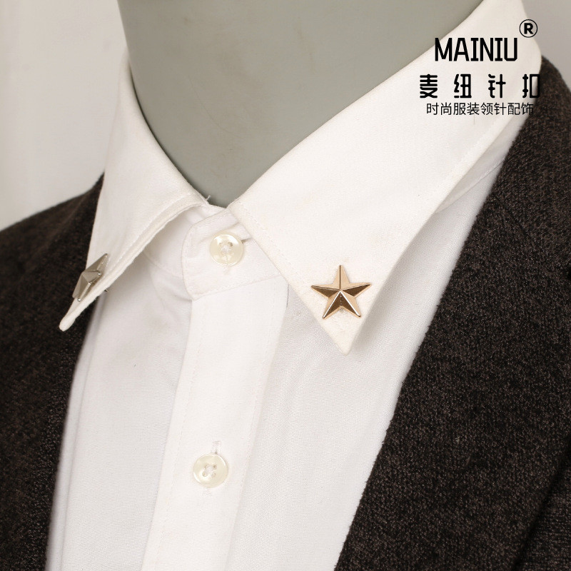 เข็มกลัดคอปกดาวห้าแฉกสําหรับหมุดเข็มกลัดเสื้อเชิ้ตผู้ชาย
