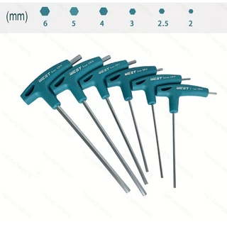 7pc CF 2mm-8mm T Type Hex Key ชุดประแจอัลเลนหกเหลี่ยมพร้อมที่จับยาง