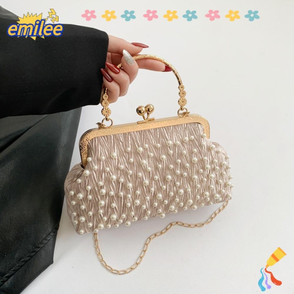 Emilee Messenger Bag, Casual โซ ่ โลหะจัดเลี ้ ยงกระเป ๋ าสะพาย , 2024 ประดิษฐ ์ มุกเพชรฝังกระเป ๋ าเปลือกหอยของขวัญ