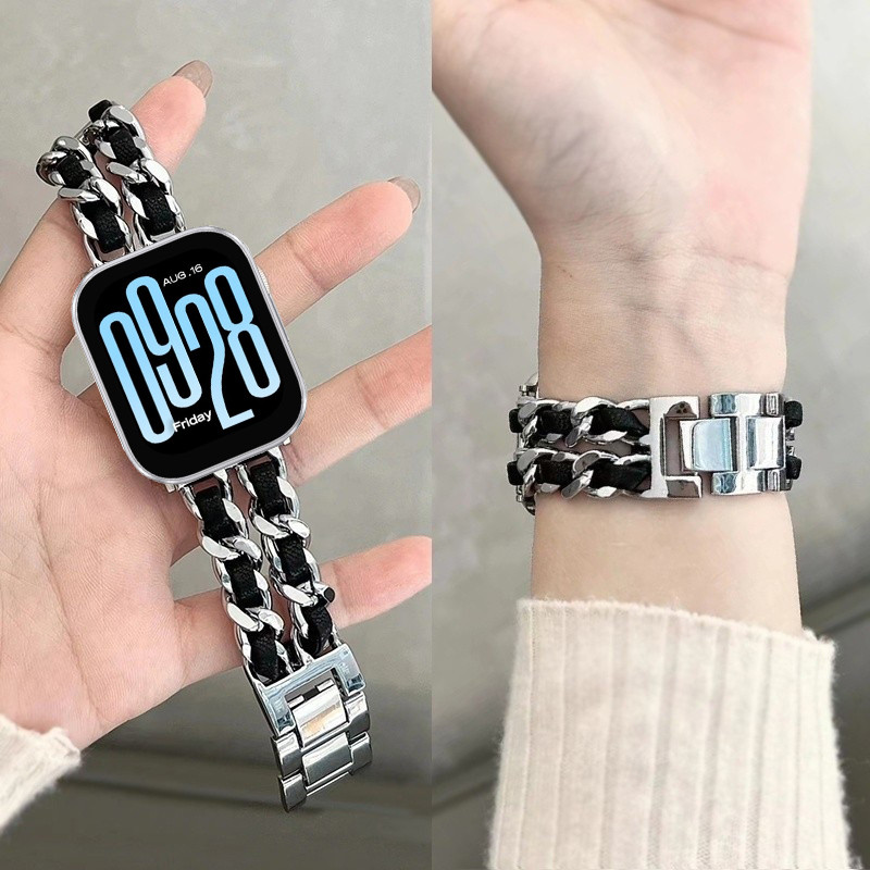 สายหนังโลหะหรูหราสําหรับ Redmi Watch 5 Active Lite สมาร์ทวอท์ชผู้หญิง Lady สร้อยข้อมือสายรัดข้อมือ – โปรปัง