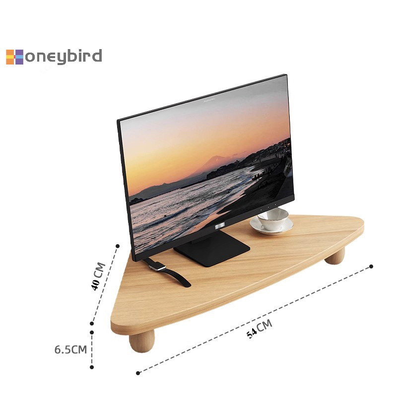 Honeybird 90 องศาสามเหลี่ยมที่วางจอคอมพิวเตอร์ PC ชั้นวางหน้าจอเดสก์ท็อปขาตั้งจอแสดงผลโต๊ะจัดเก็บ