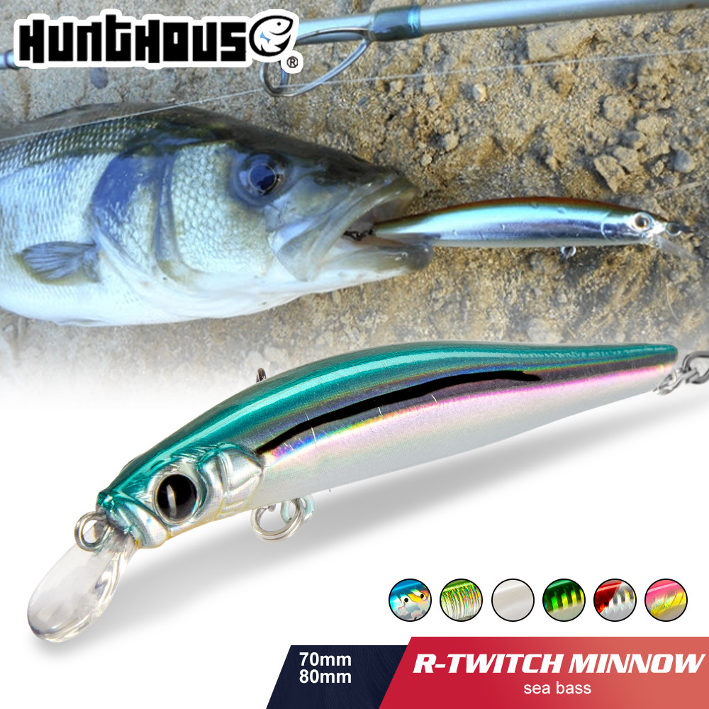 Hunthouse Artist Minnow Fishing Lure Hard เหยื่อ Sinking Minnow Wobbler Swimbait 70 มม./7g 80 มม.8.5g น้ําเค็ม Silence สําหรับ Seabass