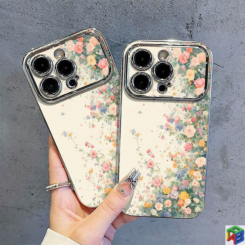พุ่มกุหลาบสดขนาดเล็กสําหรับเคสโทรศัพท์ Apple 15promax iphone14plus 11/12/13Pro Max Xsmax Premium Electroplated รวมทุกอย่างเคสป้องกัน