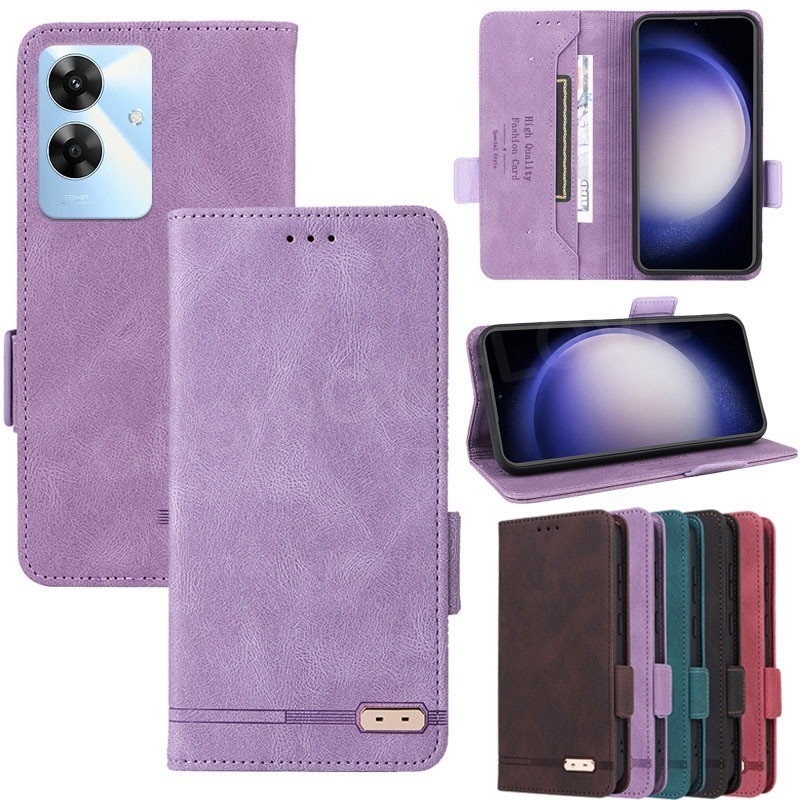 ปลอกสําหรับRealmeหมายเหตุ60 4G Narzo N61 C61 C63 C65S Note60Xพลิกหนังหัวเข็มขัดแม่เหล็กFlip Card Slo