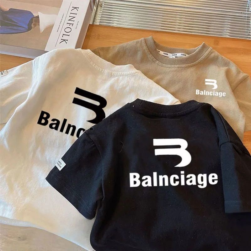 【Kids T shirt】เสื้อยืดแขนสั้น ผ้าฝ้าย 100% พิมพ์ลาย สไตล์เกาหลี ทรงหลวม สําหรับเด็กผู้ชาย (1-14 ปี)