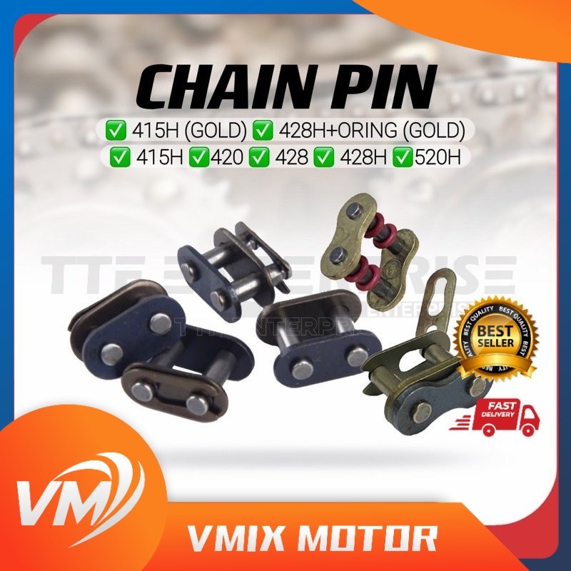 [1PCS] CHAIN PIN ( 415-H GOLD / 415-H / 420 / 428 / 428-H +ORING GOLD / 428-H / 520-H ) TIMING CHAIN