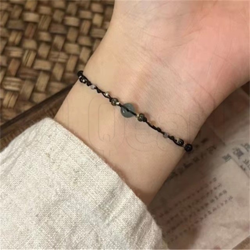 สร้อยข้อมือถักหยกเลียนแบบ-เชือกมือลูกปัดทอ-เครื่องประดับสตริงถักเปียปรับได้-กําไลคู่รักสไตล์จีน-เครื่องประดับแฟชั่น-ของขวัญช่างทําด้ว