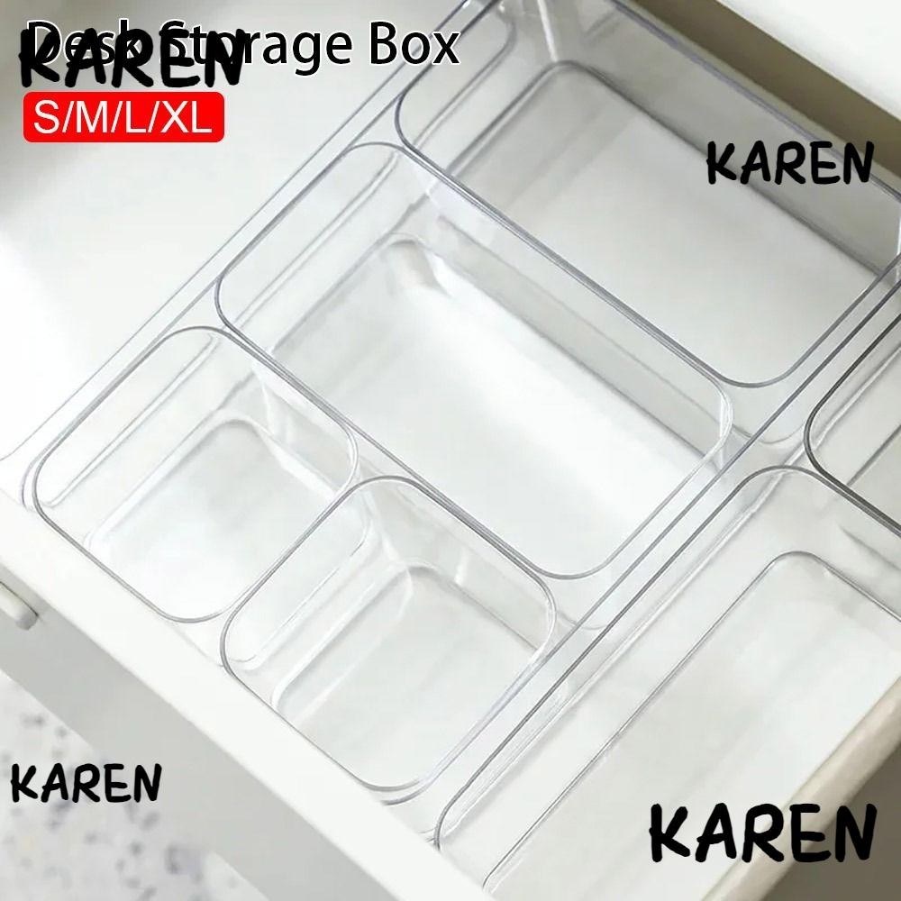 Karen 1 ชิ้นโต๊ะจัดเก็บ, S/M/L/XL สี่เหลี่ยมผืนผ้าแต่งหน้ากล่อง,ทนทานโปร่งใสลิ้นชักตารางเครื่องประดับคอนเทนเนอร์