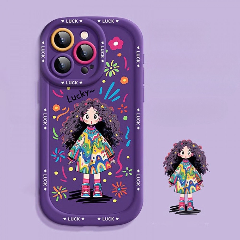 เคสโทรศัพท์สาวหวาน Graffiti สําหรับ iPhone 16/15/14/13/12/X/7/11/Plus/pro Max รวมทุกอย่างซิลิโคนฝ้านุ่มทนทาน anti-fall พัฟป้องกันกรณี