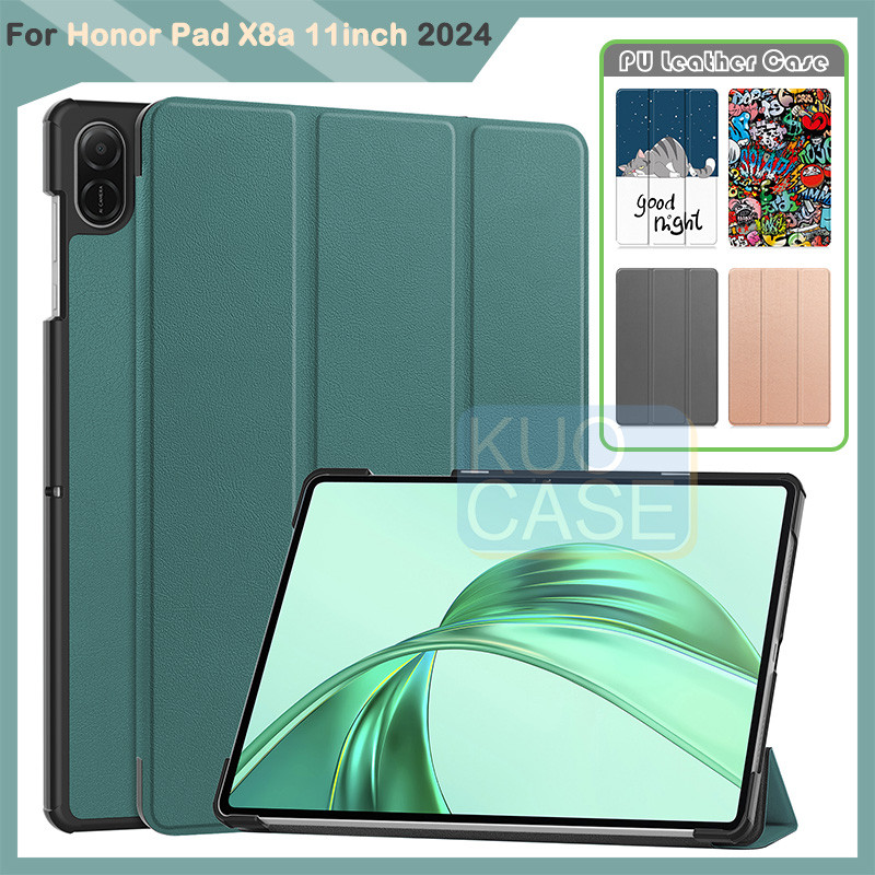 สําหรับ Honor Pad X8a 11 นิ้ว 2024 เคสหนัง PU ปรับฝาครอบขาตั้งแบบพับได้
