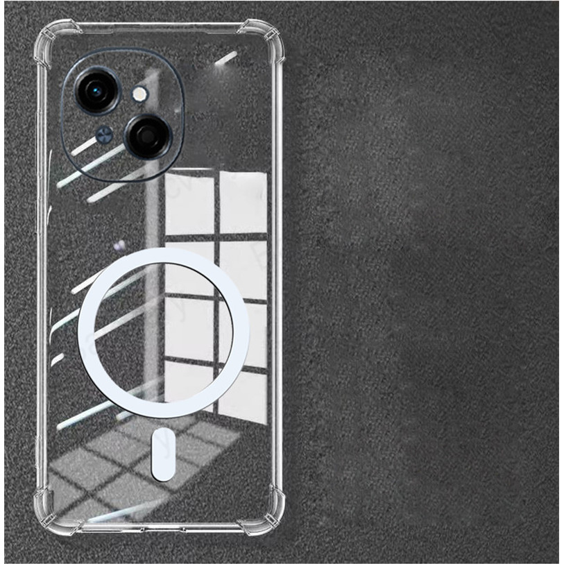 เคสโทรศัพท์สําหรับ Tecno Spark GO 2025 POP 9 Spark GO 1 Clear โปร่งใส Soft TPU เคสซิลิโคนฝาหลังรองรับแม่เหล็กชาร์จไร้สาย