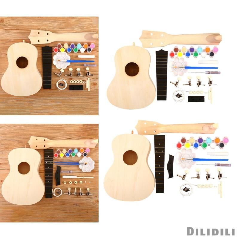 [ Ukulele DIY ชุดงานฝีมือยังไม่เสร็จเริ่มต้นไม้เด็กกีตาร์ Ukuleles กีตาร์