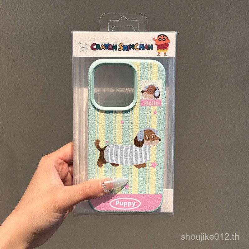 ลายทางหูฟังสุนัขดัชชุนหรูหราพรีเมี่ยม iPhone เคสหนังวินเทจ-แฟชั่นดีไซน์เคสกันกระแทกสำหรับ iPhone 15 PRO MAX, 11, 12, 13, 14, 7plus, 8PLUS, 11pro, 13pro, X, XR, XS MAX b9yj