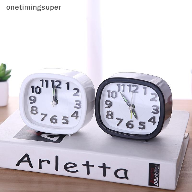Onetimingsuper Square Round Alarm Clock นาฬิกาปลุกตั้งโต๊ะเงียบขนาดเล็ก Wake Up Clock Powered นาฬิกาปลุกแบบพกพา OTP