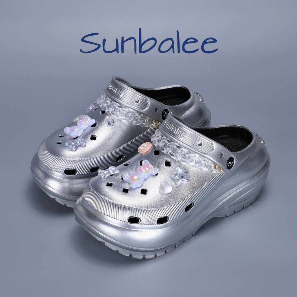 รองเท้าหัวโตส้นสูง SUNBALEE รุ่น8694 สีใหม่ รองเท้าสีเงิน สีทอง EVA น้ำหนักเบา ตัวติดตามรูป