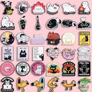 40 ใหม่การ์ตูนแมวเคลือบเข็มกลัดแฟชั่นเสื้อผ้าอุปกรณ์เสริมกระ…