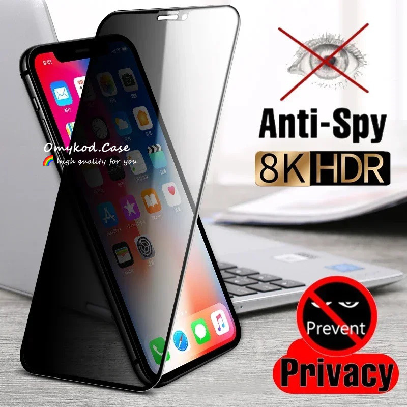 ใช้งานร่วมกับสําหรับiphone 11 16 15 14 13 12 Pro Max Plus X XR Xs Max 7Plus 8Plus SE 2020 Anti Spyความเป็นส่วนตัวฟิล์มกระจกนิรภัยป้องกันหน้าจอ