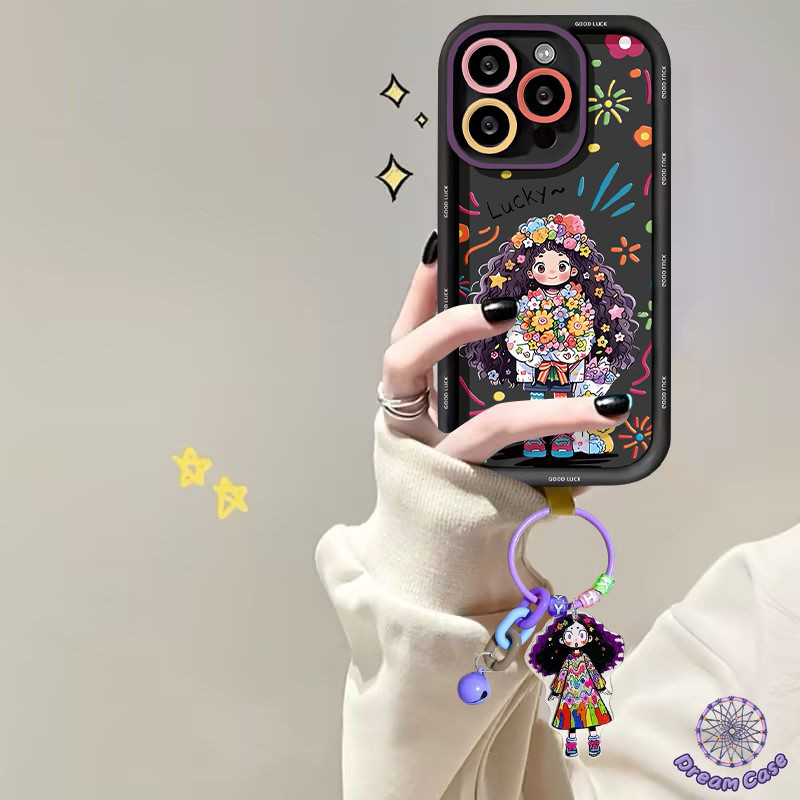 การ์ตูนสาวดูเดิลสีสันสดใส Tpu เคสสำหรับ OPPO A18 A38 A58 A15 A16 A7 A17 A12 A78 A77 A54 A57 A5s A53 A5 A16K A17K Reno 5F