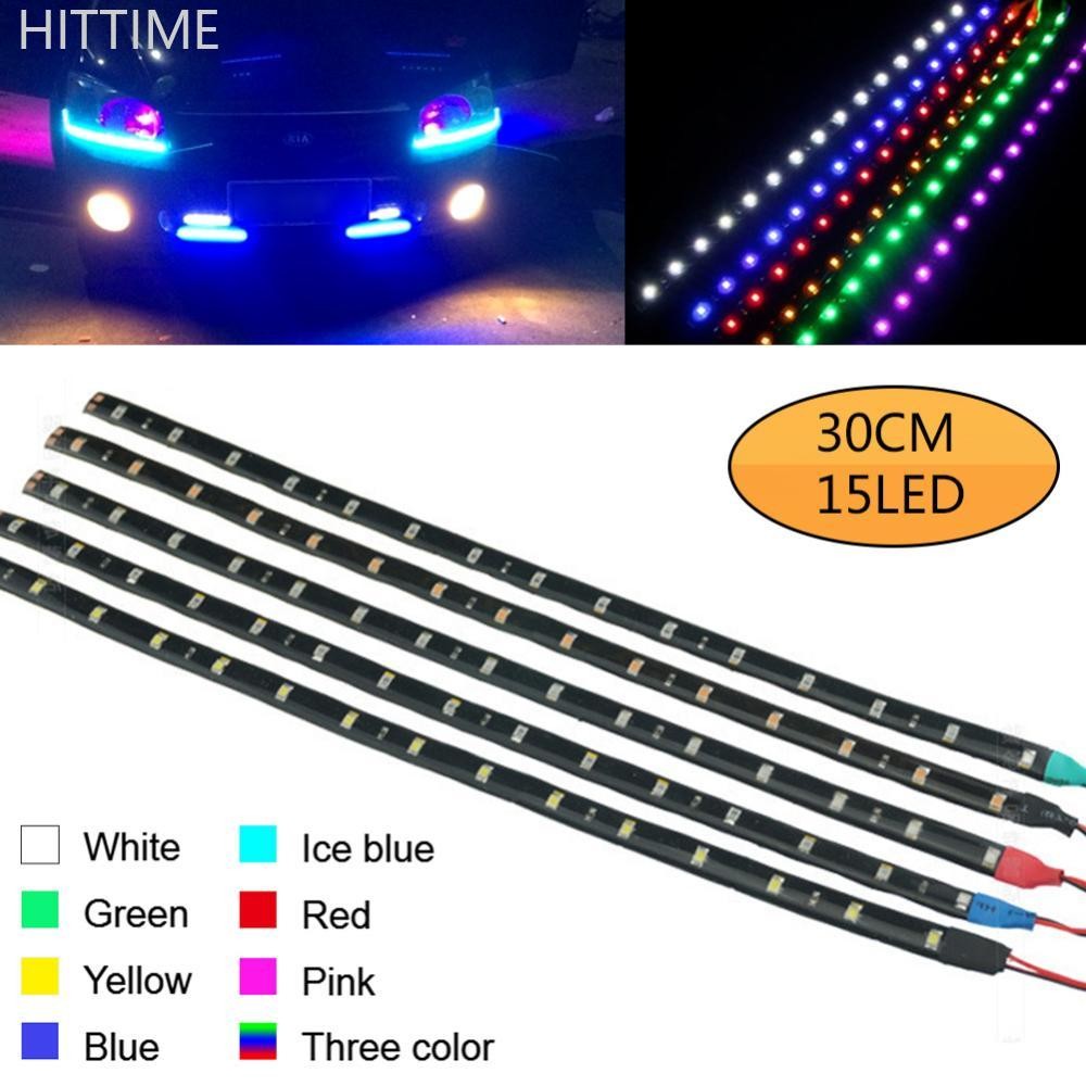 Hittime 30 ซม.15 LED กันน้ํายืดหยุ่นรถ Strip Light มอเตอร์บาร์ String Daytime Running เทป D3X1