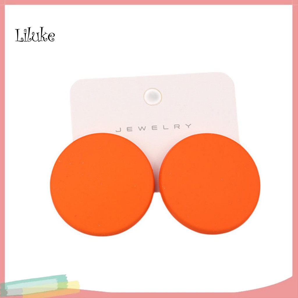 Lk 1 คู่ Anti-fade Lady Ear Studs สําหรับสวมใส่ทุกวันผู้หญิง Big Round Stud ต่างหูเครื่องประดับหูสี Candy
