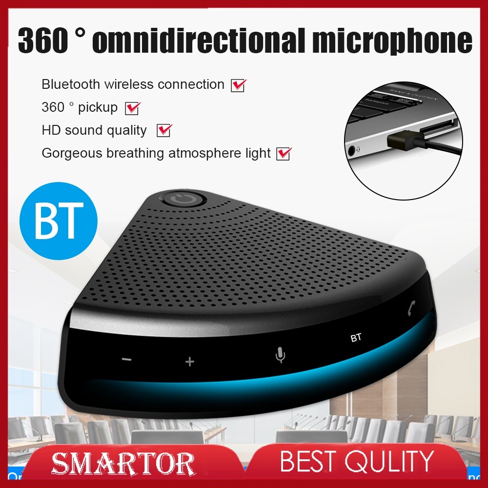ลําโพงคอมพิวเตอร์บลูทูธ USB ประชุมไมโครโฟนพร้อมลําโพง 360° รถกระบะ
