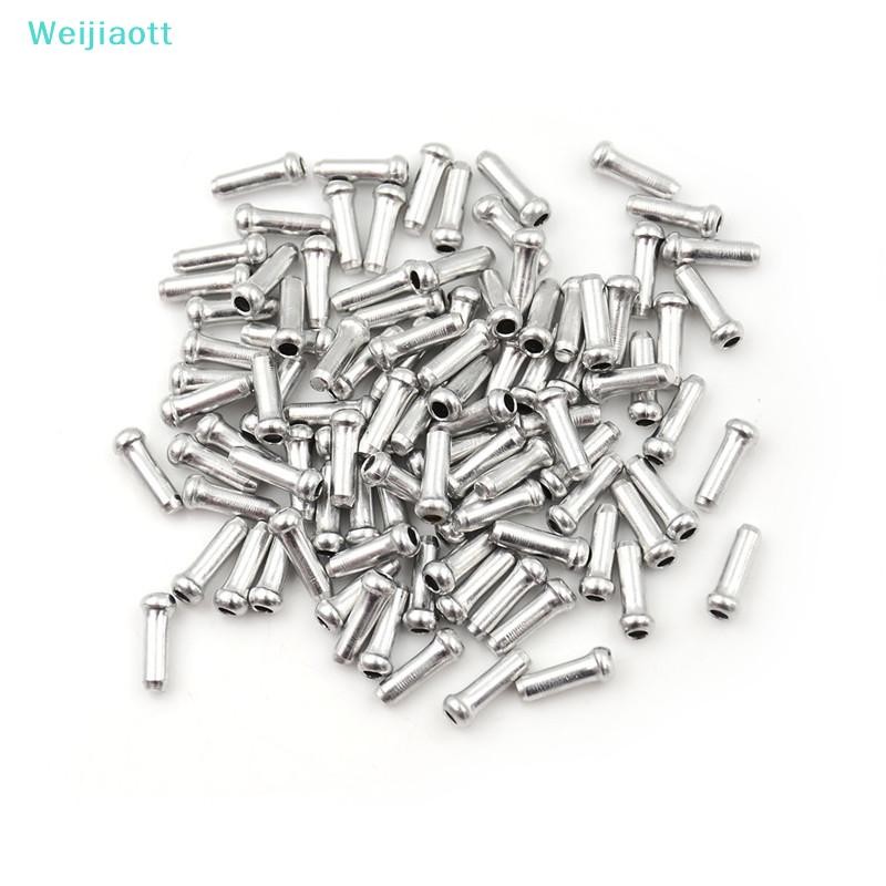 Weijiaott 100 ชิ้นอลูมิเนียมเงินจักรยานเบรค Shifter สายด้านในเคล็ดลับลวด End Caps Crimp AO