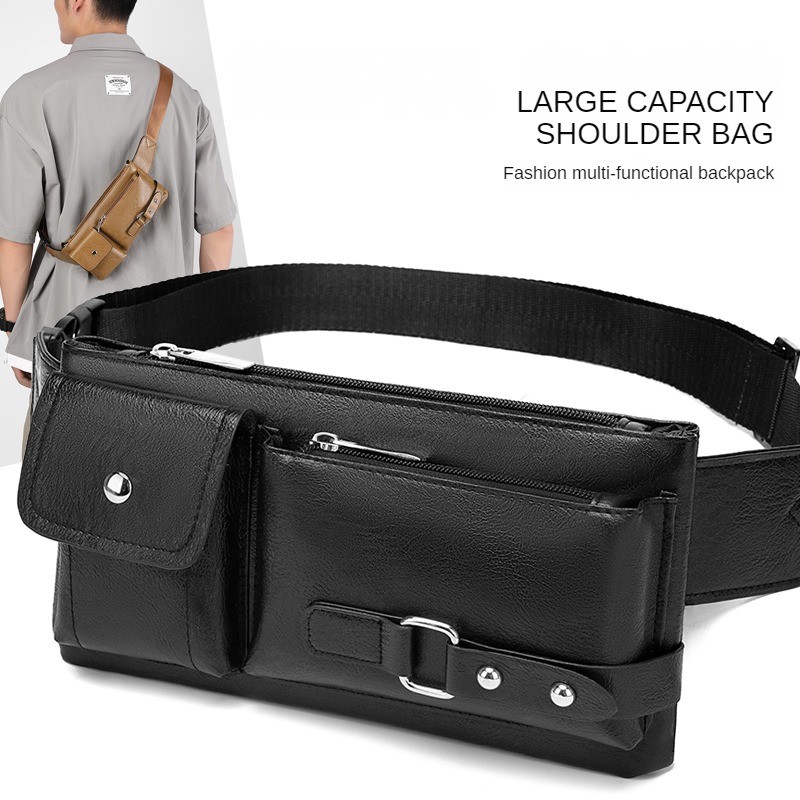 Multi Pocket Men chest Bag กระเป๋าสะพายกันน้ำสำหรับเด็กผู้ชายที่เก็บกระเป๋าคาดเอว