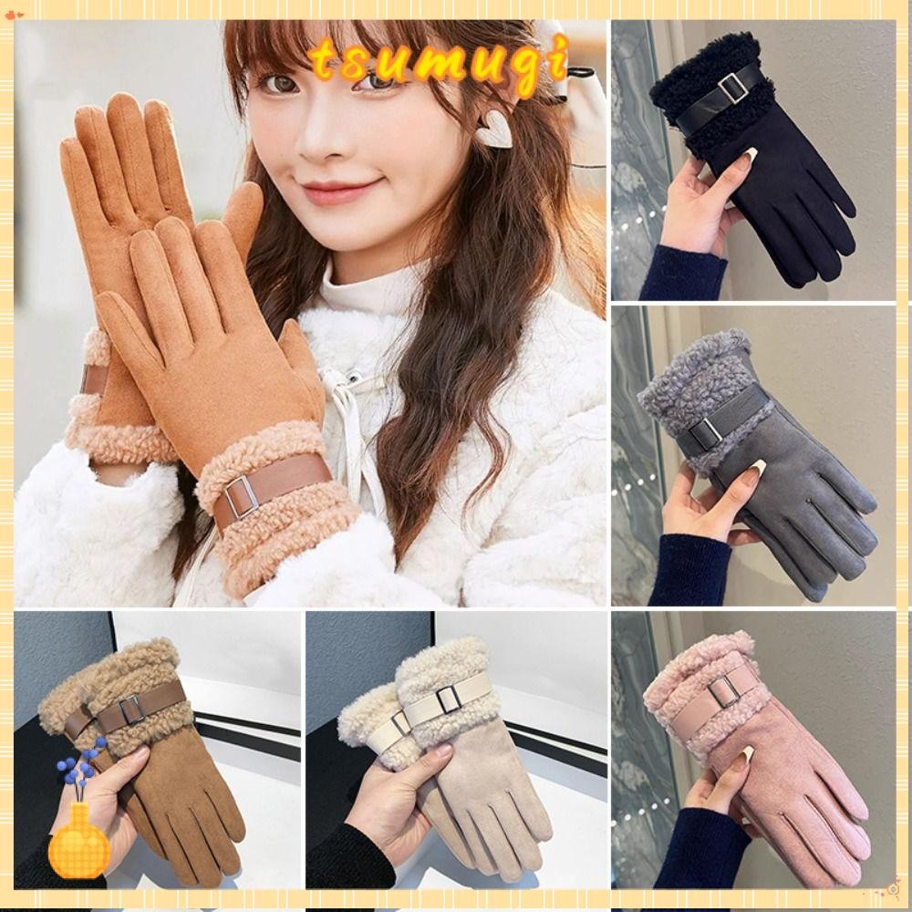 ต้อง ถุงมือขี่จักรยาน,หน้าจอสัมผัสหนาอบอุ่นผู้หญิงขนแกะถุงมือ, กันลม กันหนาวหนังนิ่มกลางแจ้งถุงมือสกี