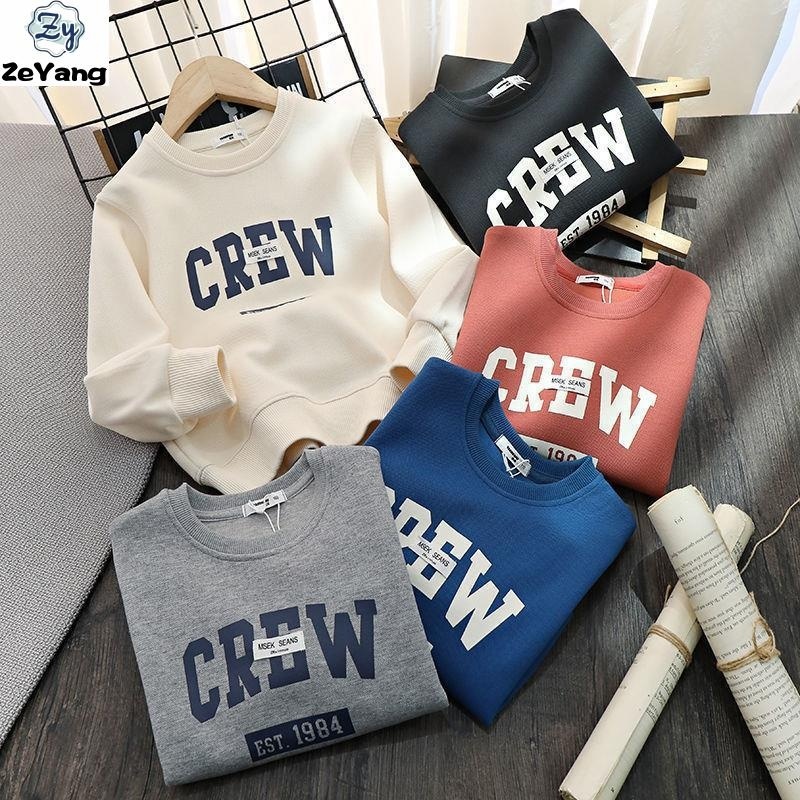 [ซี่] 90-160 พร้อมสต็อกเด็กเสื้อลําลองแฟชั่นเสื้อยืดแขนยาวฤดูใบไม้ร่วงฤดูหนาวเด็กจดหมายพิมพ์ยาว ที หลวม จุดต่ําสุด เสื้อเสื้อสวมหัวง่ายทั้งหมด @-