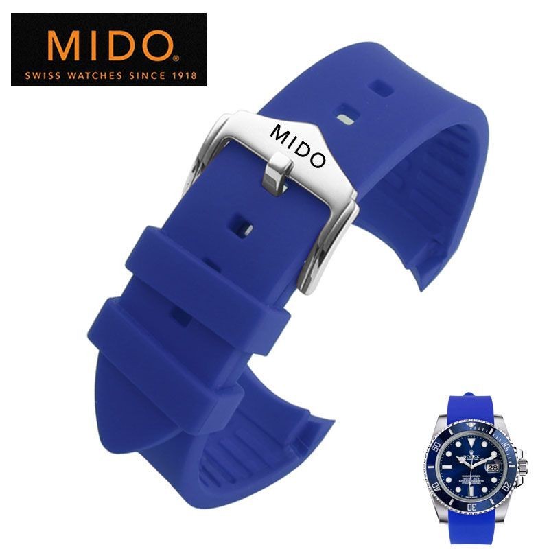 สายนาฬิกา Mido ปรับให้เข้ากับ Original M005 Helmsman 8600 Baroncelli Commander สายนาฬิกายาง 22mm