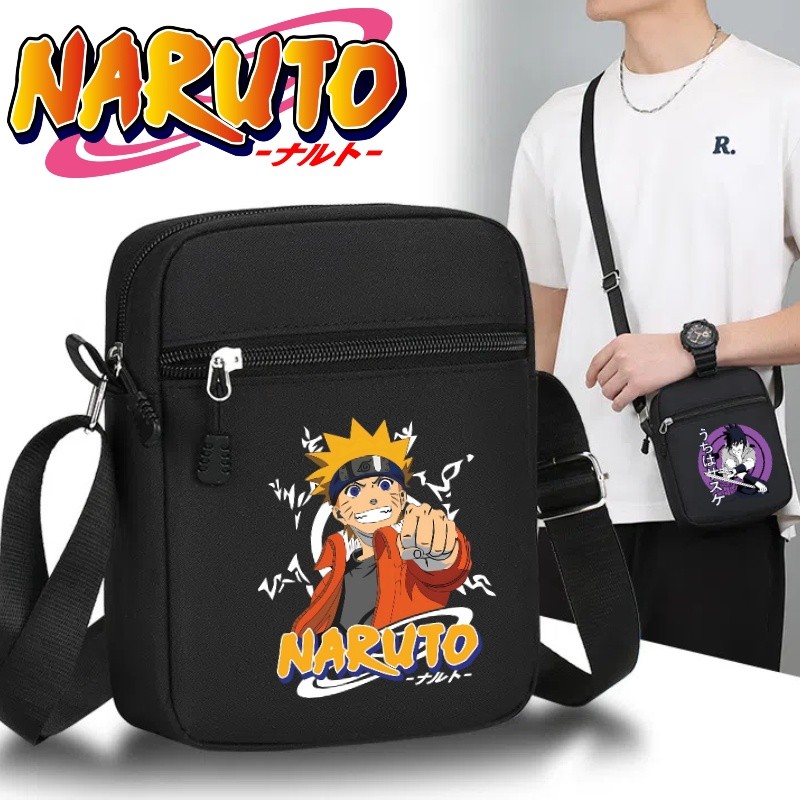 Naruto Crossbody Bag Print Square Bag Canvas Bag Black Multi functional Storage Bag Gift