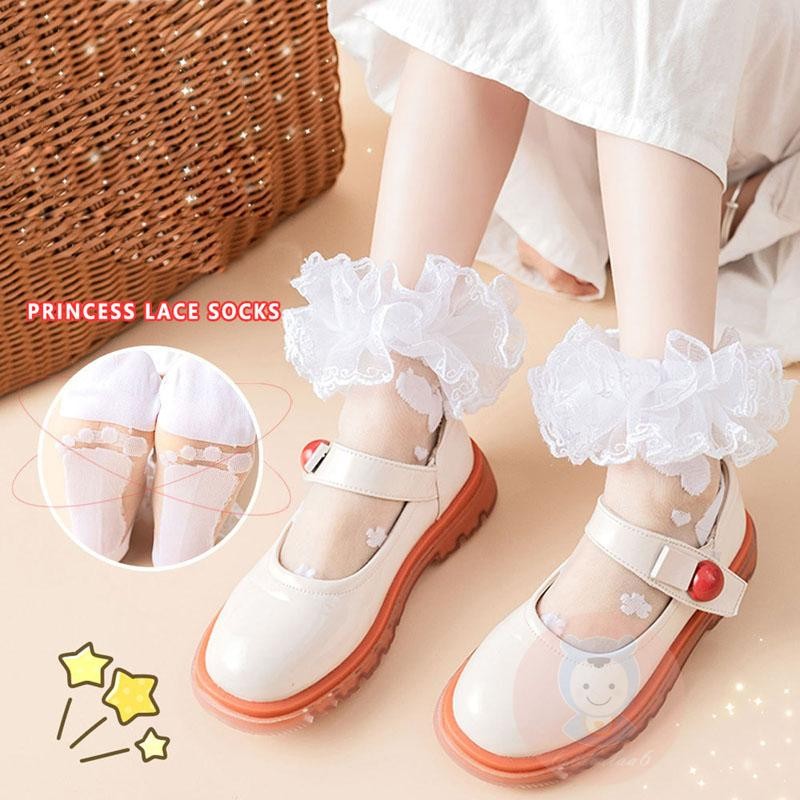 Laa6-baby Girls Ruffle Soft Mesh Frilly Princess Summer Socks
