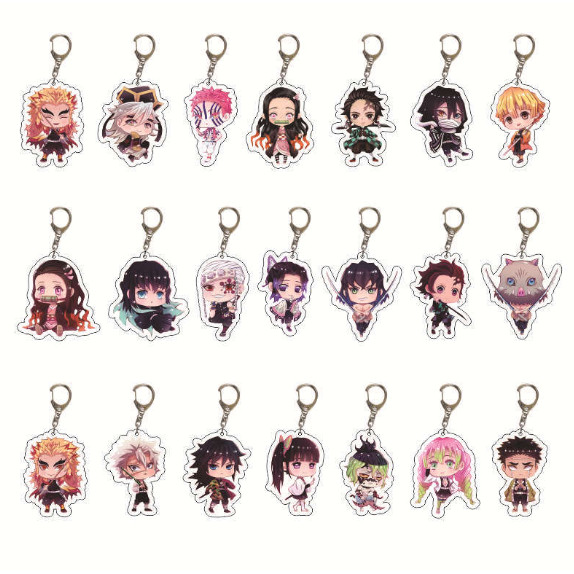 [ตัวเลือก 100 ชิ้น] พวงกุญแจ Demon Slayer Anime Tanjiro พวงกุญแจจี้โปร่งใส