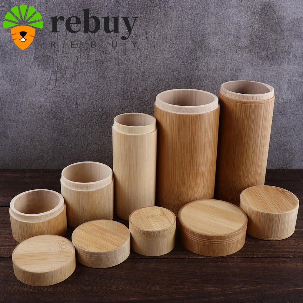 Rebuy กระบอกไม้ไผ่ ทรงกลม แฮนด์เมด สําหรับใส่ชา