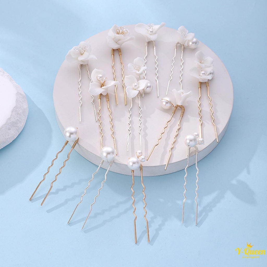 กิ๊บติดผม 5 ชิ้นพร้อมเซรามิกประดับดอกไม้เครื่องประดับผมหรูหราเครื่องมือจัดแต่งทรงผม