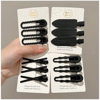 3-6 ชิ้นชุดสีดํา Hairpins ชุดด้านข้าง Bangs คลิป 2024 ใหม่ One-word คลิปสาวอุปกรณ์เสริมผม
