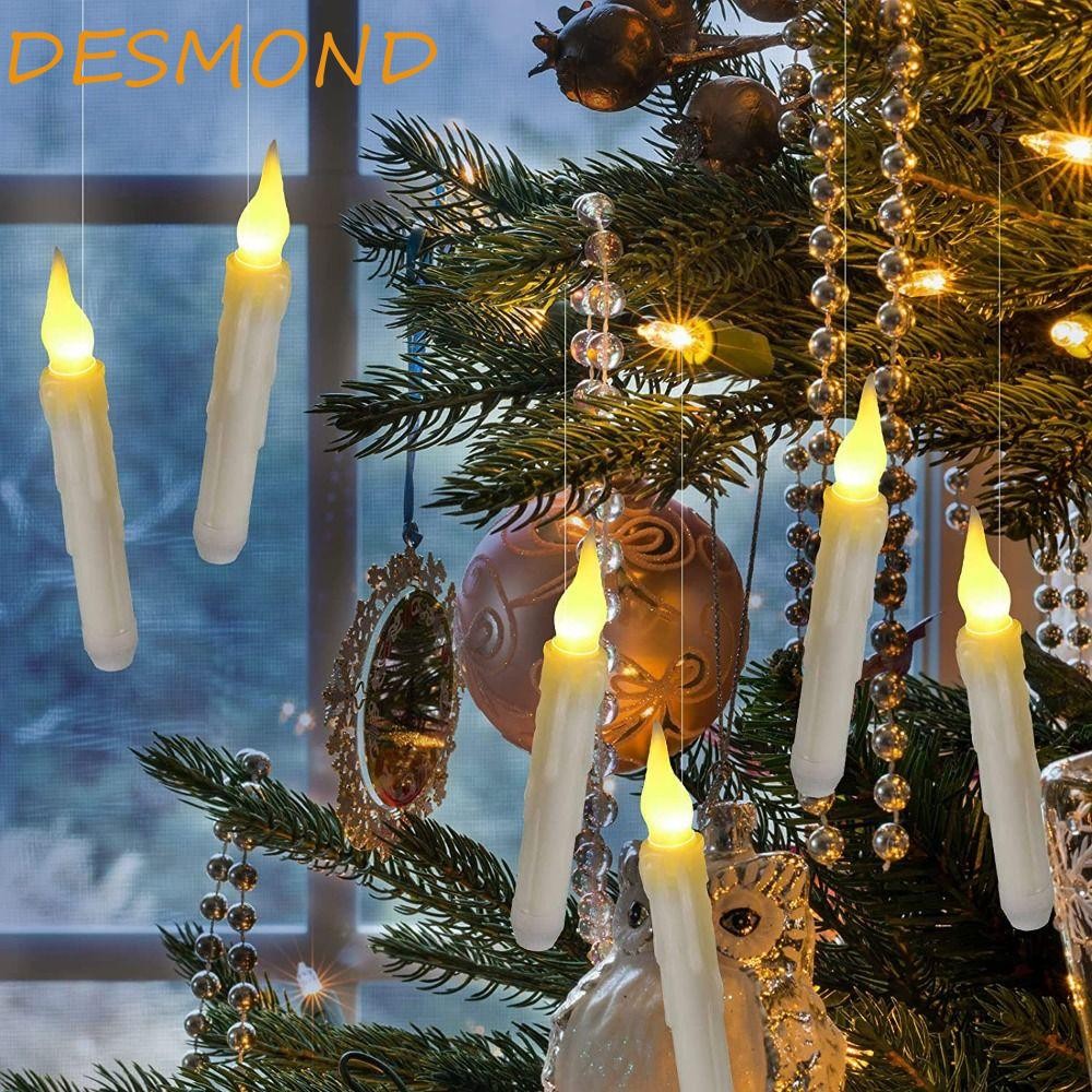 Desmond LED เทียนลอยแสง,ไร้สายพร้อมไม้กายสิทธิ์กะพริบเทียน,ของขวัญฮาโลวีน Prop พร้อม Fishline ‎เทียนไร้ตําหนิแบบใช้แบตเตอรี่สําหรับคริสต์มาส