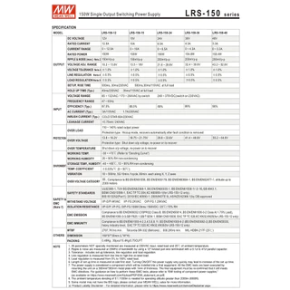 LRS-150-24 | MEAN WELL 24V 150W 6.5A Switching Power Supply