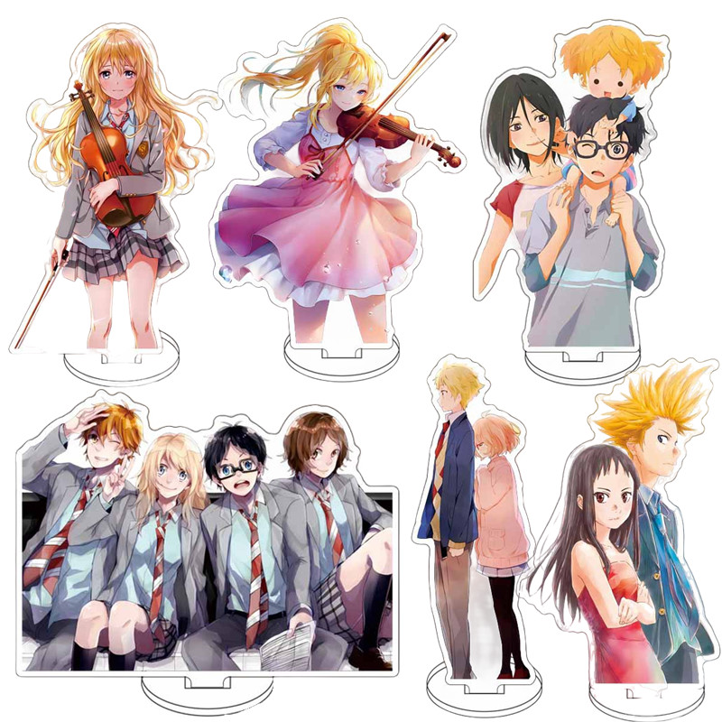ใหม่ Standee รุ่นอะนิเมะเมษายน Lie Miyazono Kaori Arima Kousei Study มุมอุปกรณ์ตกแต่งโต๊ะ