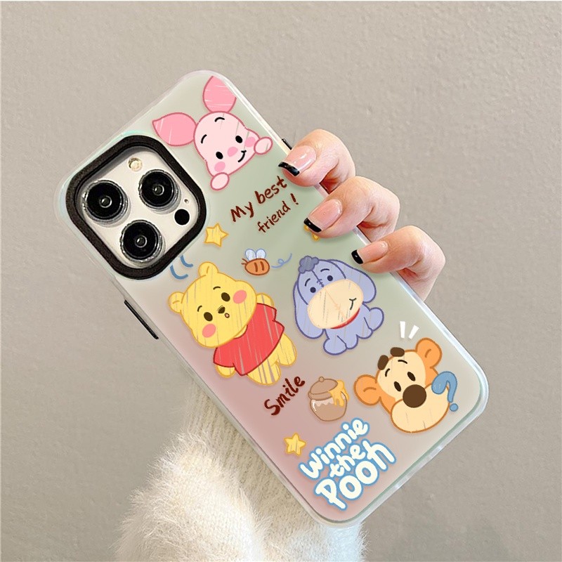 สีน้ำ หมีพูห์ สำหรับ สำหรับ VIVO Y22S Y50 Y95 Y15 Y17 Y12S Y21S V25 PRO V23 5G โปร่งแสง TPU case คู่รัก ของขวัญ