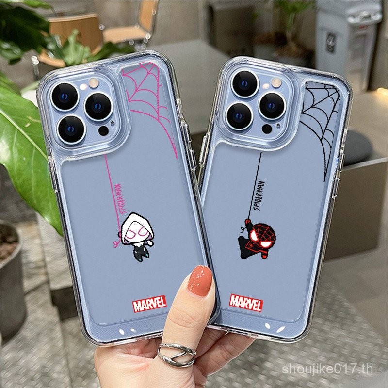 สำหรับ iPhone 6 6S 7 8 PLUS x XS MAX SE 6plus 6splus 7plus 8 PLUS xsmax 11 12 13 14 Pro Max PLUS SERIES อะคริลิคใส TPU ฝาครอบโทรศัพท์ Spider-Man