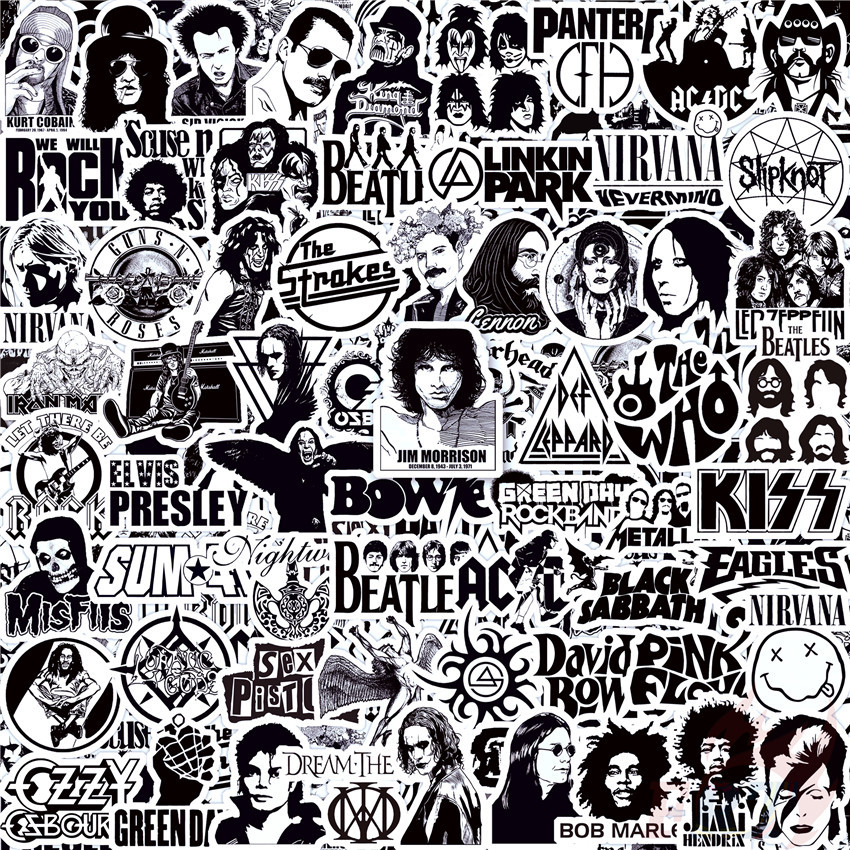 100ชิ้น/เซ็ต ★★★ Classical Black & White Mixed Rock Band Series 03 สติ๊กเกอร์คู่มือไดอารี่ขนาดเล็ก ★★★ Diy แฟชั่นสมุดภาพอัลบั้มตกแต่งสติ๊กเกอร์สติ๊กเกอร์ (ขนาด:2~3ซม.)