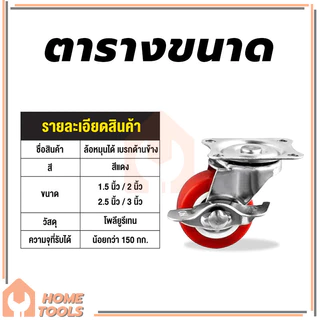 ลูกล้อ PU สีแดง ลูกล้อรถเข็น ล้อเก้าอี้1.5นิ้ว 2นิ้ว โพรียูรีเทน ลูกล้อโพรียูรีเทน หมุนได้