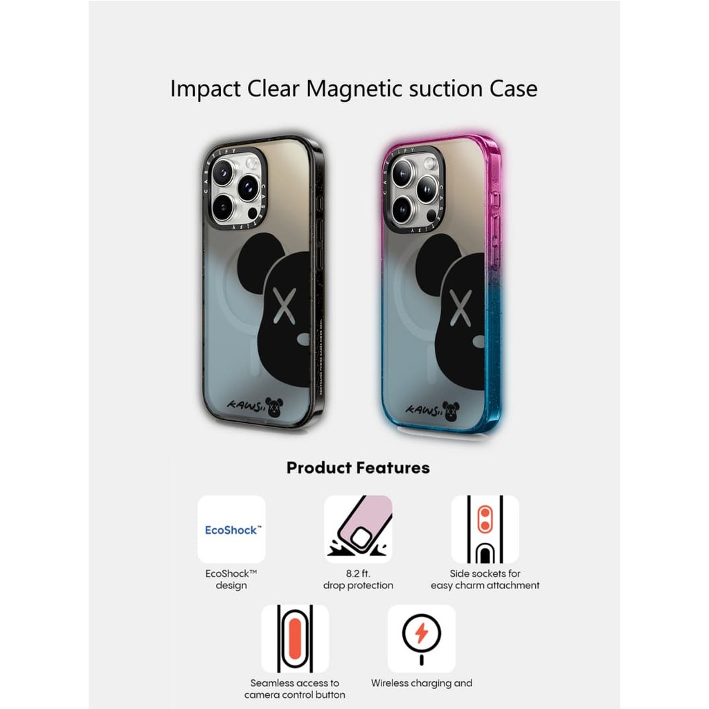 Casetify X GLOOMY แม่เหล็กดูดขวา Hard อะคริลิคด้านหลังสําหรับ Apple IPhone 12 13 14 15 16 Pro Max Plus พร้อมกล่อง