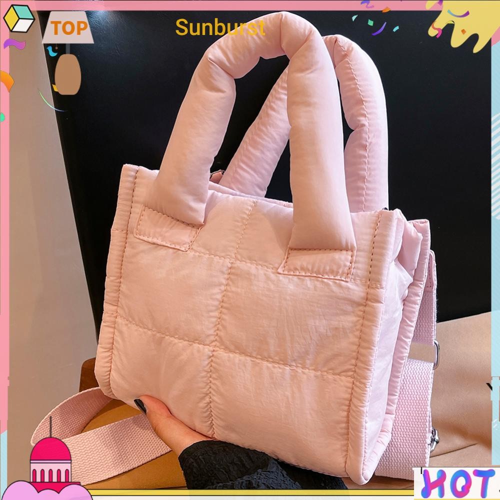 Women Quilted Casual Tote Handbag Adjustable Strap Puffer Tote Bag Chic Hobo Bag [Sunburst11.th]